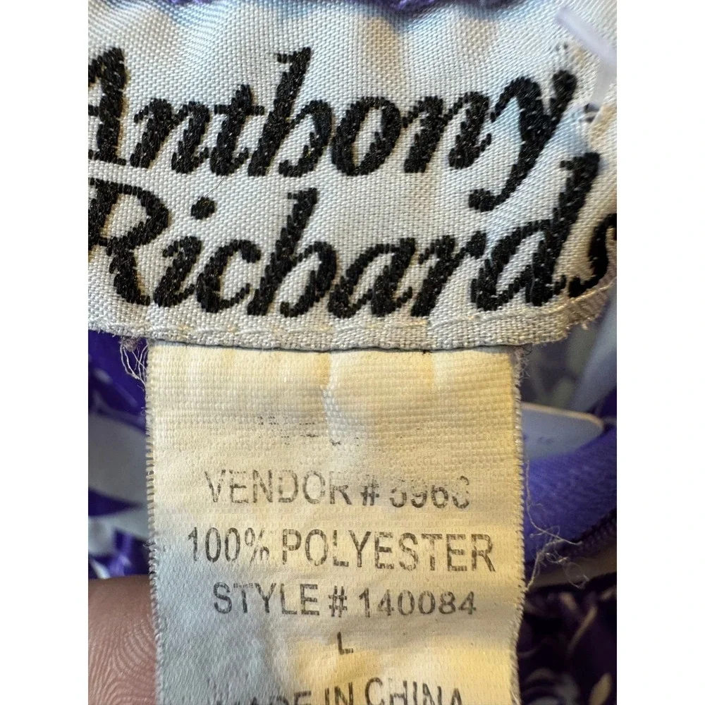 178 Anthony Richards Purple Floral Muumuu House Dress Short Sleeve Zip Front L